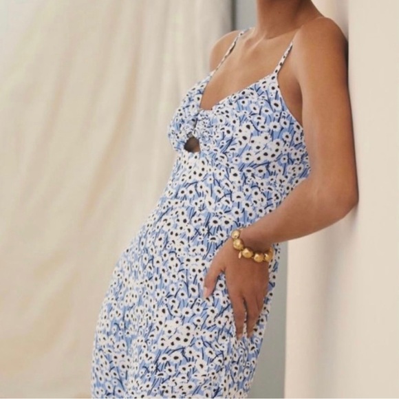 NWT Anthropologie Hutch Blue Motif Ditsy Floral Print Wide Leg Jumpsuit - Picture 4 of 13